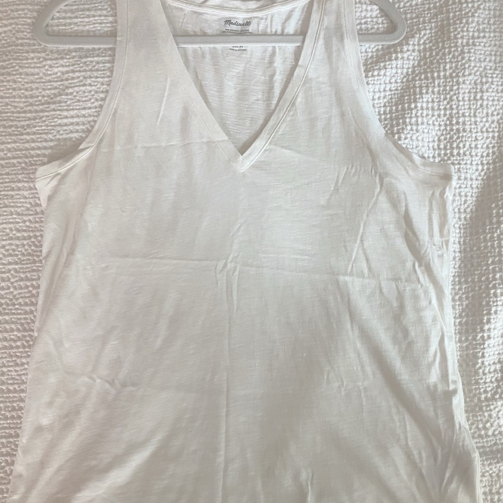 Madewell White V-Neck Tank